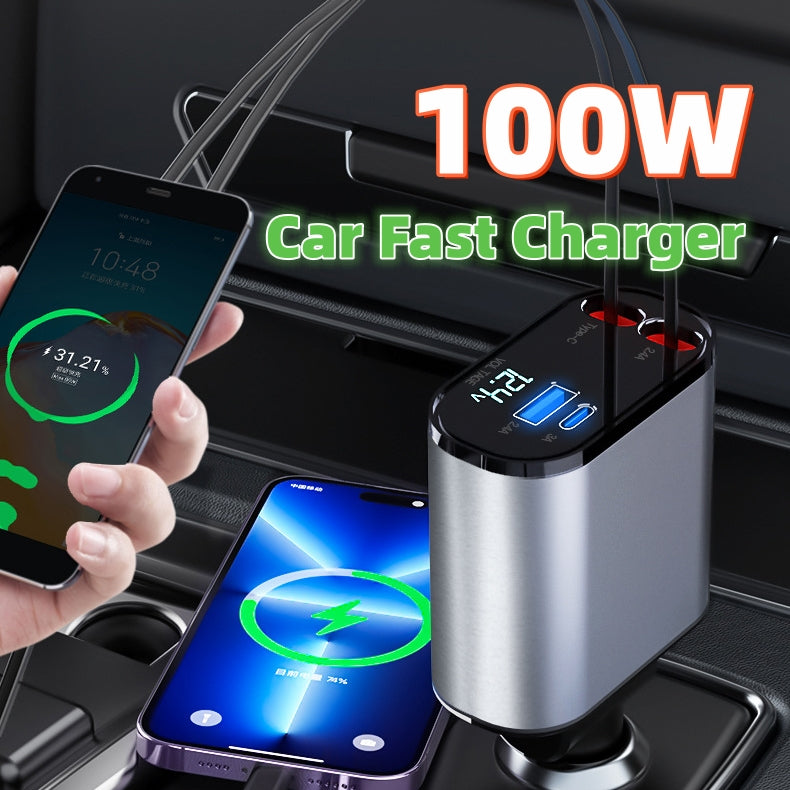 DriveCharge™ 100W | The Ultimate Retractable Car Charger ⚡️