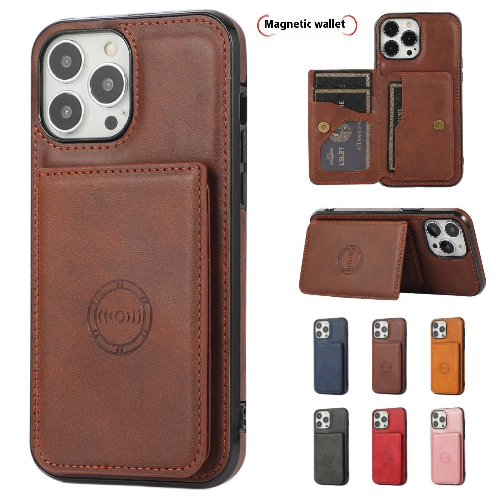 MagFold™ Luxury Leather Wallet Case | Magnetic Suction & Card Holder